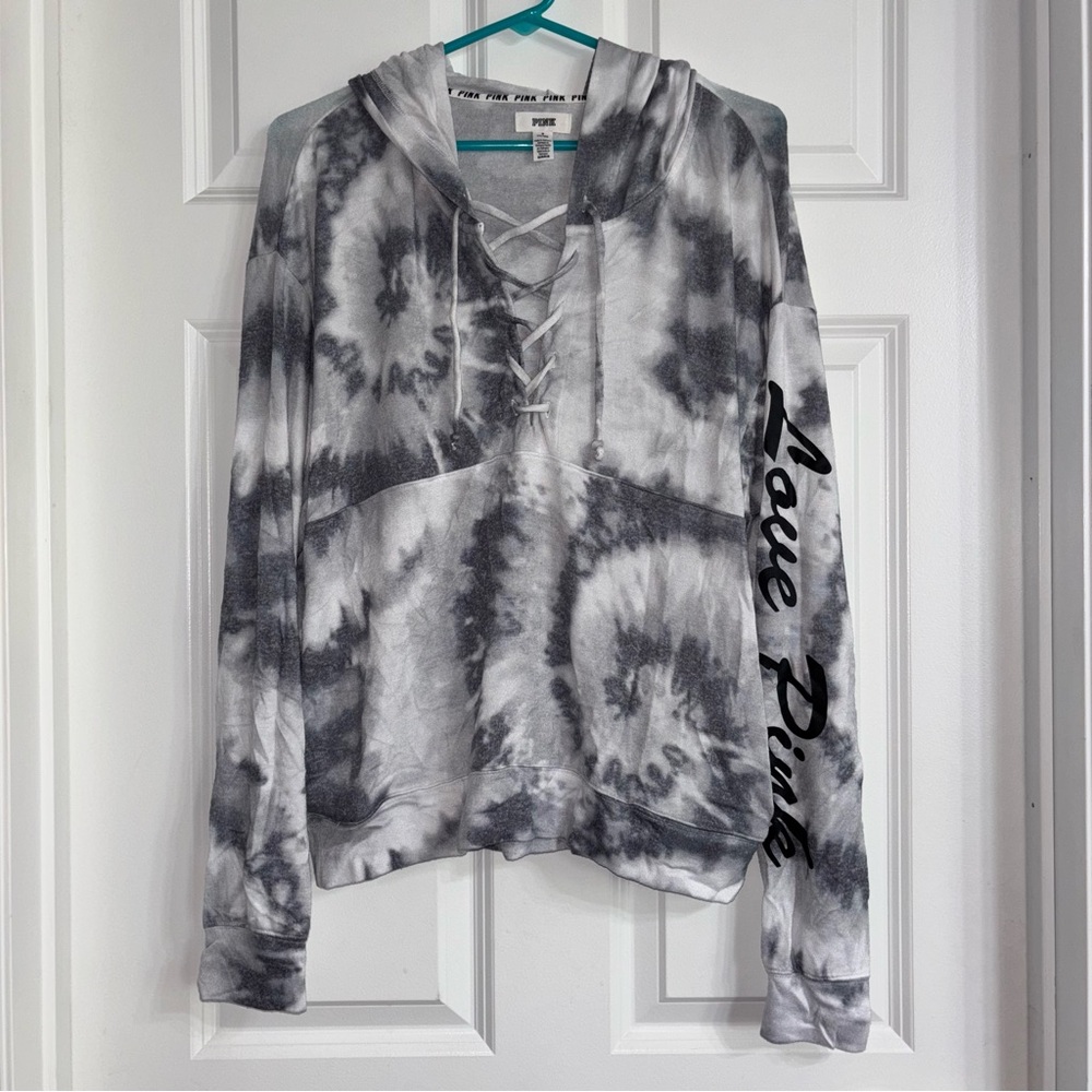 PINK Victoria's Secret Gray Tie-Dye Women's Hoodie